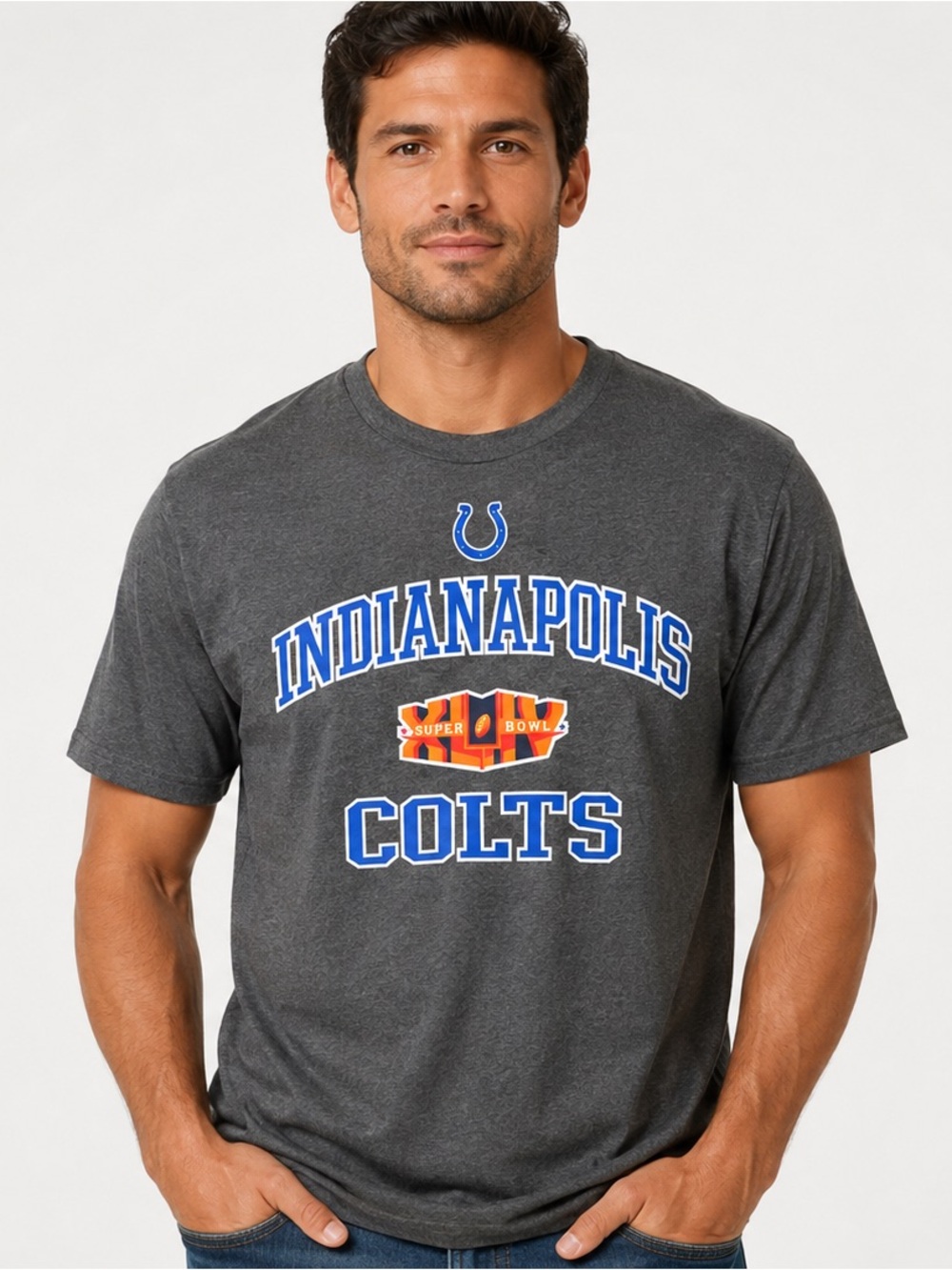 NFL Team Apparel Indianapolis Colts Super Bowl XLIV Gray T-Shirt Size Large